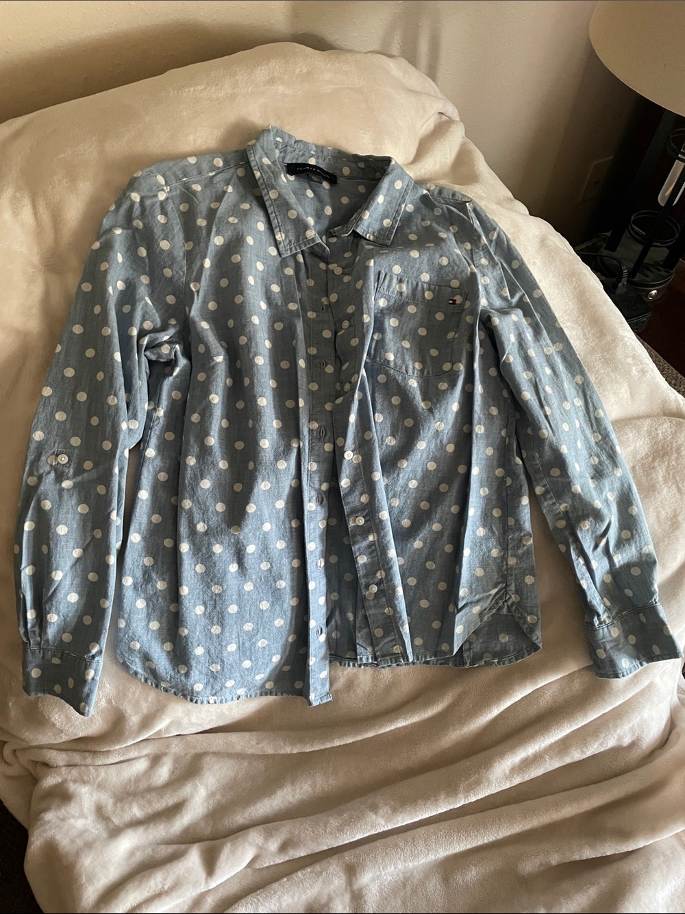 Tommy Hilfiger Light Blue Polka Dot Button-Down Shirt - women’s
